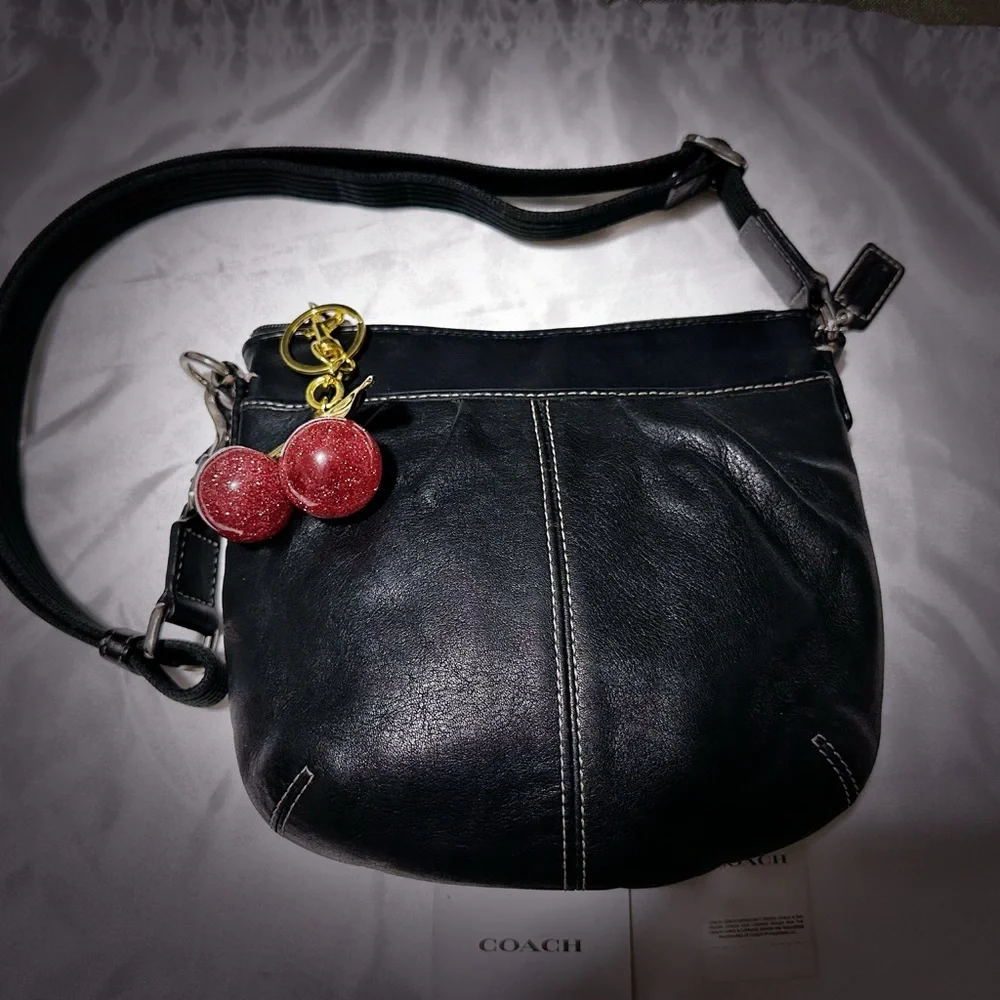 Vintage Coach soho Black Leather Shoulder Bag Crossbody purse - Picture 9 of 17